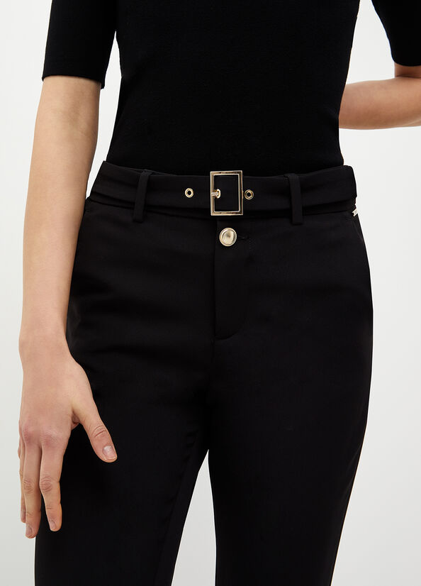 Pantalones Liu Jo Stretch Chinos Mujer Negras | CUL-936720