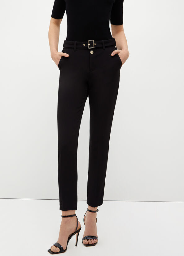 Pantalones Liu Jo Stretch Chinos Mujer Negras | CUL-936720