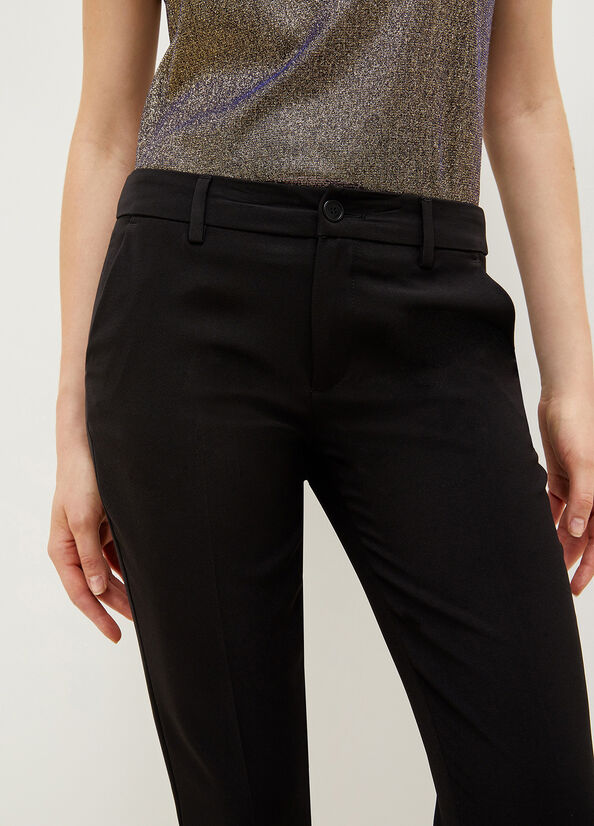 Pantalones Liu Jo Twill Chinos Mujer Negras | BXT-397106