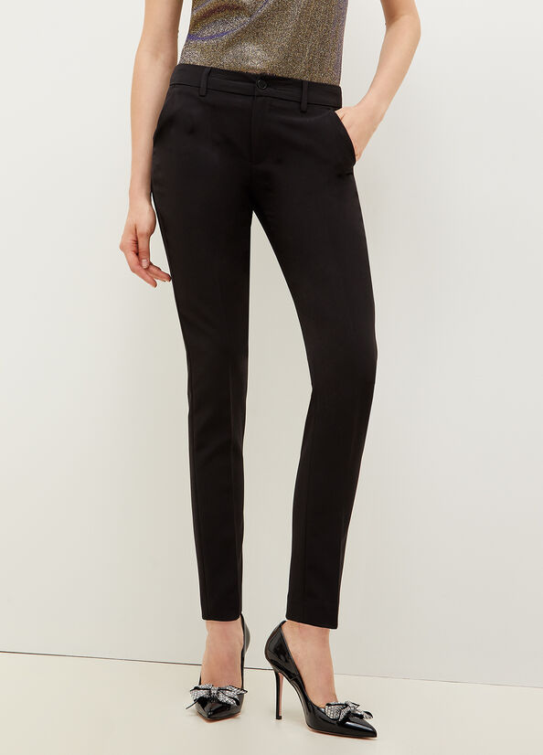 Pantalones Liu Jo Twill Chinos Mujer Negras | BXT-397106