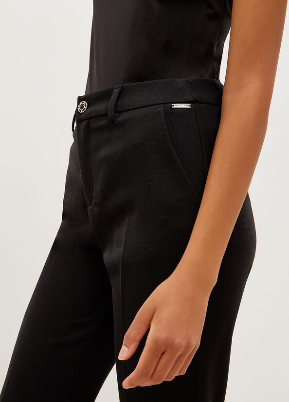 Pantalones Liu Jo Twill Chinos Mujer Negras | FYR-789546