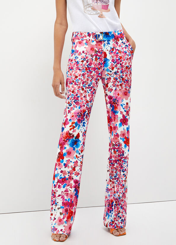 Pantalones Liu Jo With Floral Print Mujer Rosas | REF-607284