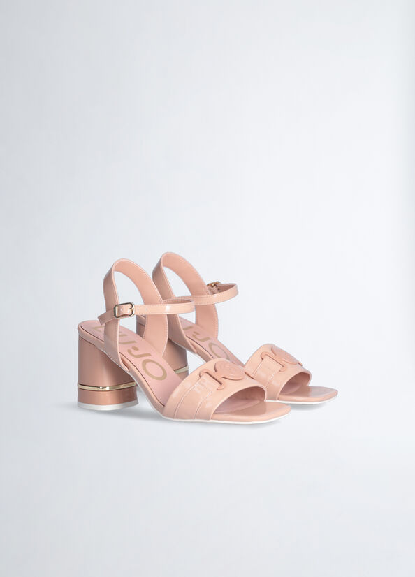 Sandalias Liu Jo Charol Cuero Tacón Mujer Coral | UOX-964153