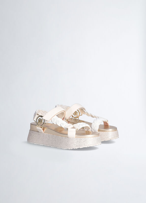 Sandalias Liu Jo Plataforma With Braiding Mujer Blancas | WTE-658047