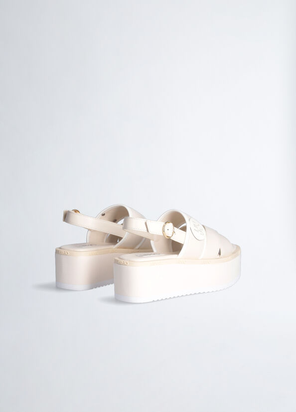 Sandalias Liu Jo Plataforma With Logo Mujer Blancas | OYH-437210