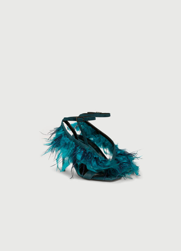 Sandalias Liu Jo With Heel And Feathers Mujer Turquesa | PUH-573126