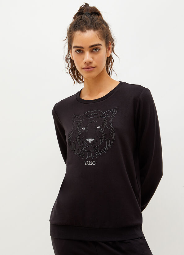 Sudaderas Liu Jo Eco-Friendly With Lion Mujer Negras | GLW-094321