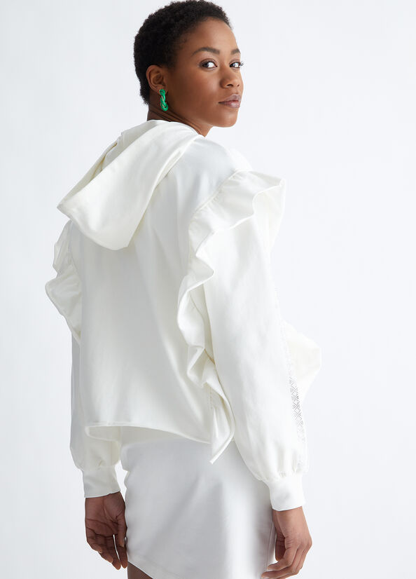 Sudaderas Liu Jo Eco-Friendly With Rouches Mujer Blancas | YMJ-905623