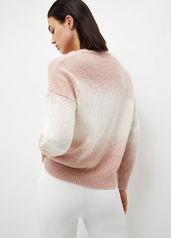 Suéteres Liu Jo Alpaca Blend Mujer Rosas Blancas | DVJ-460518