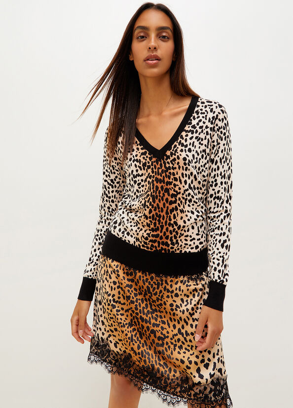 Suéteres Liu Jo Animal Print Mujer Negras | FNI-037126