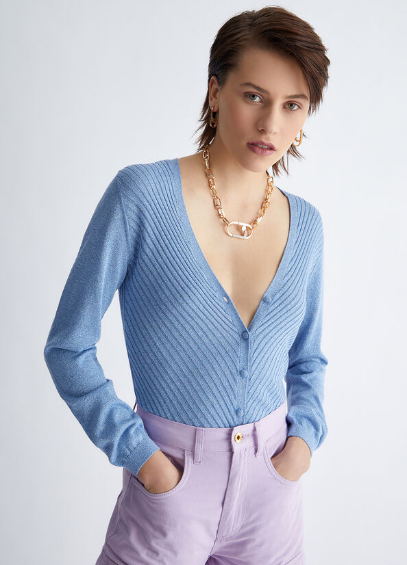 Suéteres Liu Jo Eco-Friendly Cardigan Mujer Azules | VIY-318497