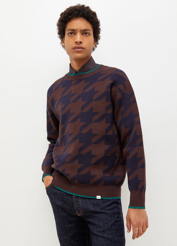 Suéteres Liu Jo Houndstooth Hombre Azules Oscuro Marrones | FPR-095137