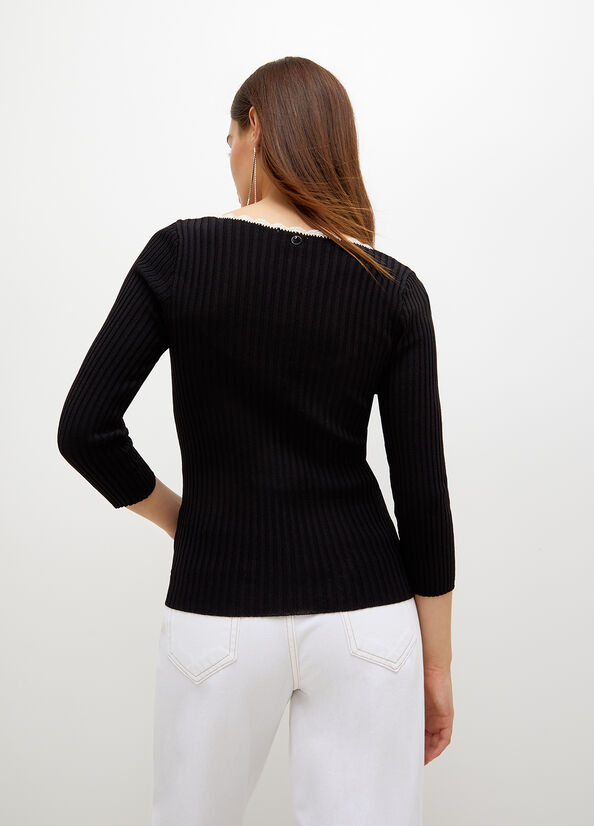 Suéteres Liu Jo Knit Mujer Negras Blancas | PDX-547612