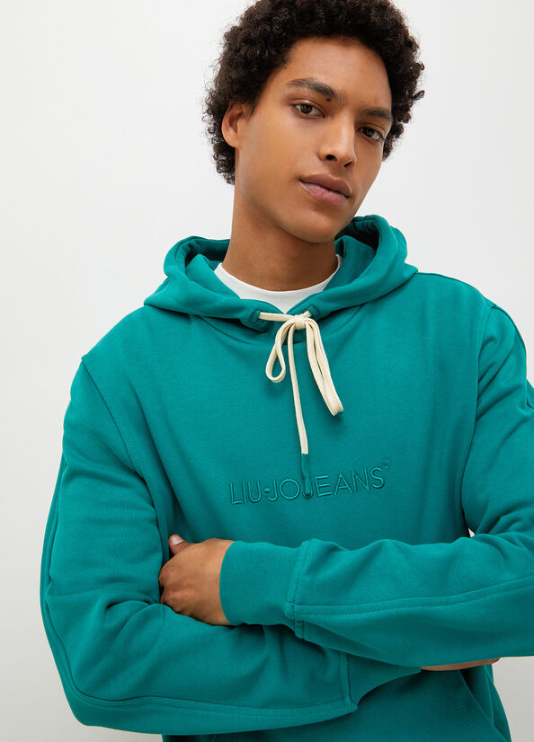 Suéteres Liu Jo Logo Hoodie Hombre Verde | WHK-479518