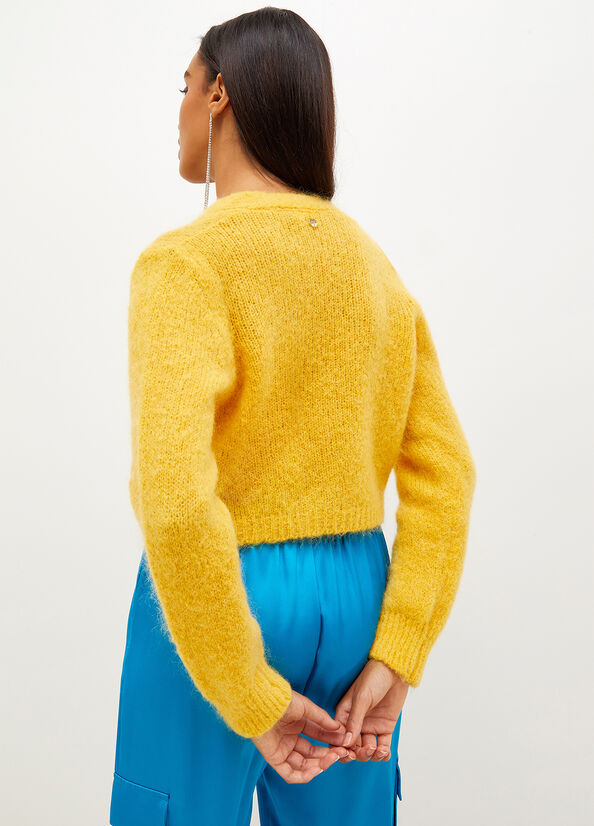 Suéteres Liu Jo Mohair Cardigan Mujer Amarillo | TGQ-894260