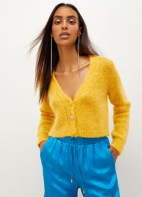 Suéteres Liu Jo Mohair Cardigan Mujer Amarillo | TGQ-894260