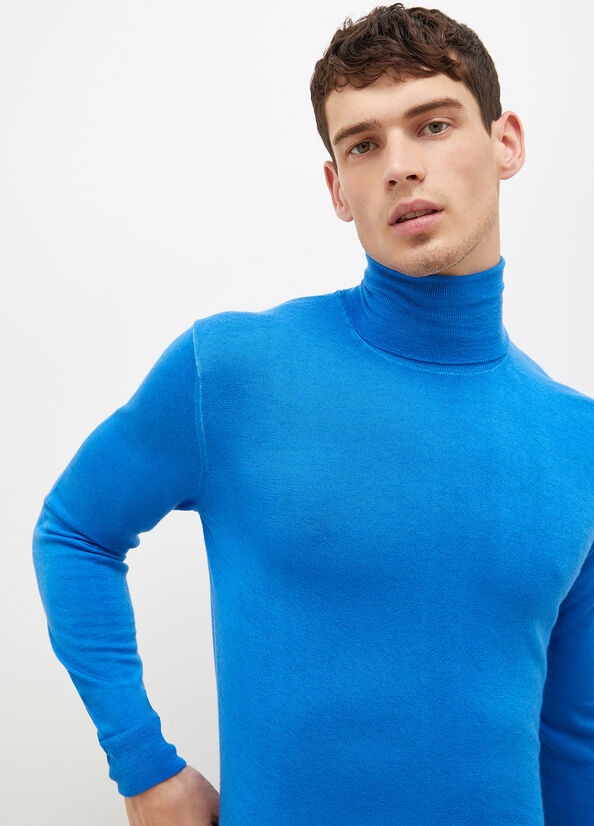 Suéteres Liu Jo Pure Turtleneck Hombre Azul Real Azules | AOL-069241