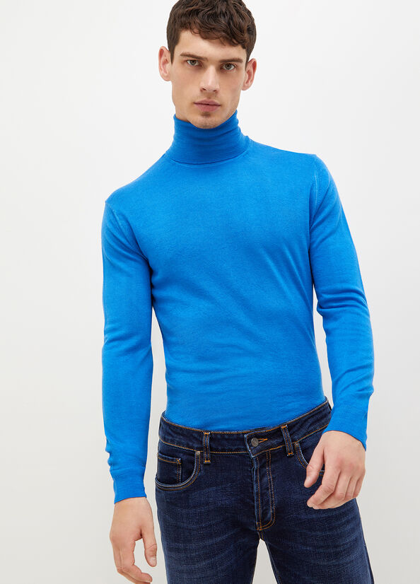 Suéteres Liu Jo Pure Turtleneck Hombre Azul Real Azules | AOL-069241