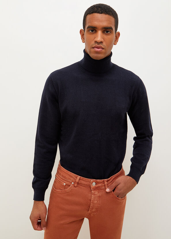 Suéteres Liu Jo Turtleneck In Algodon Hombre Azules Oscuro | NVK-048951