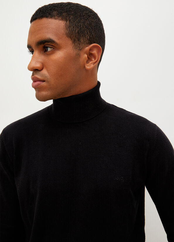 Suéteres Liu Jo Turtleneck In Algodon Hombre Negras | YIK-869140