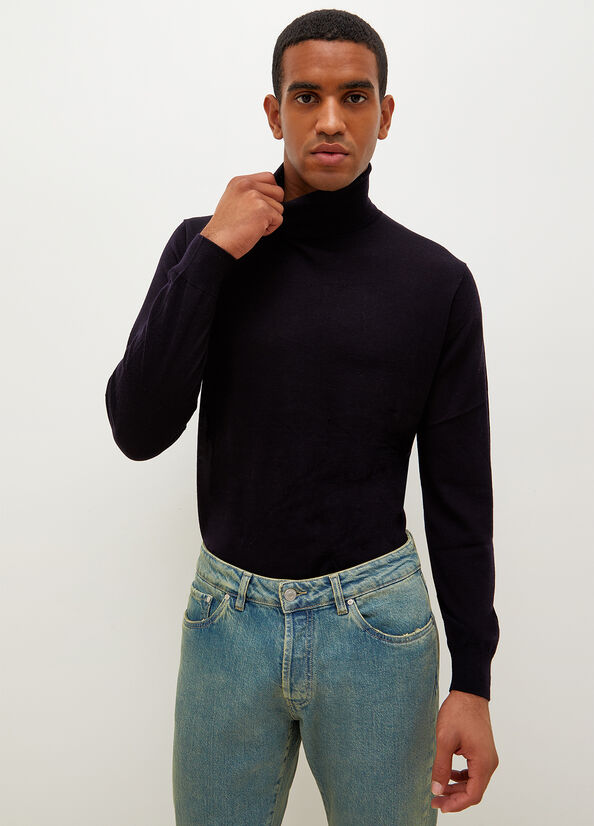 Suéteres Liu Jo Virgin Turtleneck Hombre Azules Oscuro | EOL-872196