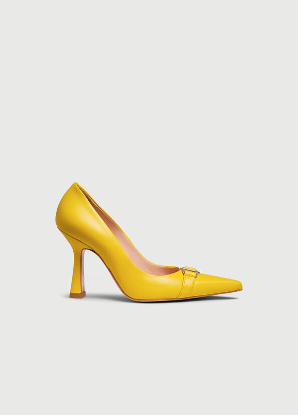 Tacones Altos Liu Jo With Jewel Logo Mujer Amarillo | VNW-158760