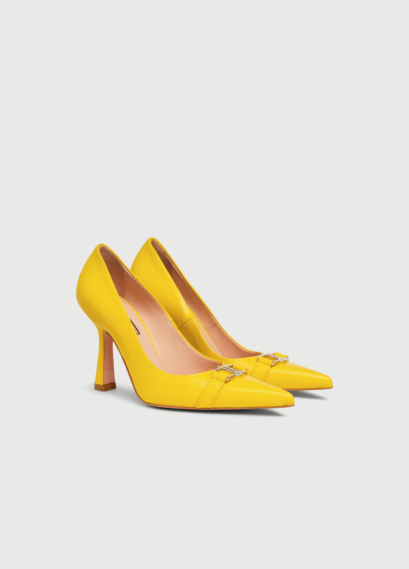 Tacones Altos Liu Jo With Jewel Logo Mujer Amarillo | VNW-158760