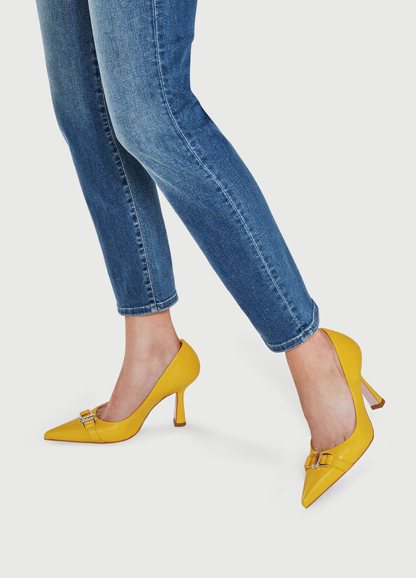 Tacones Altos Liu Jo With Jewel Logo Mujer Amarillo | VNW-158760