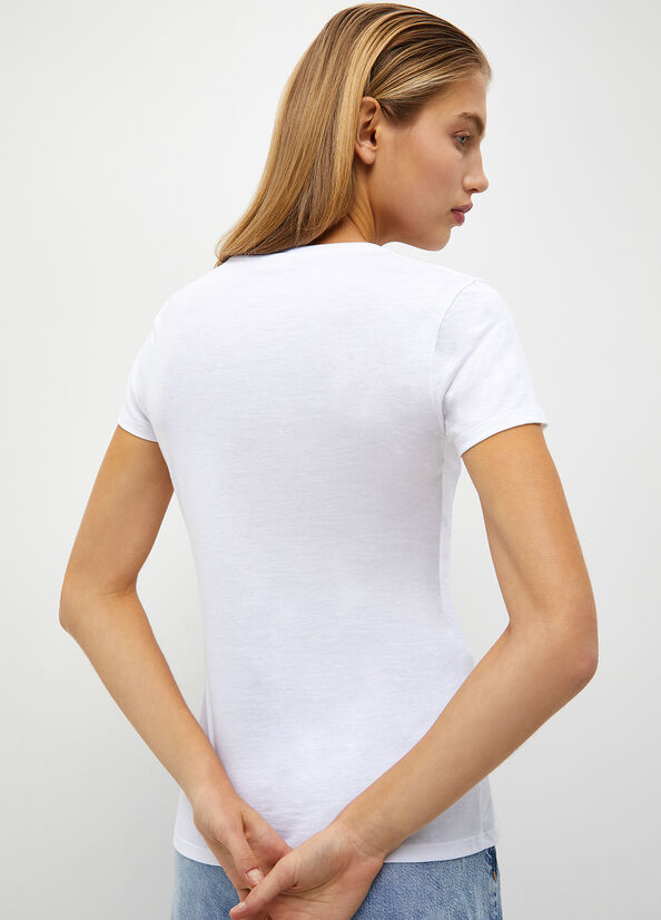 Tops Liu Jo Eco-Friendly With Logo Mujer Blancas | JTX-138507