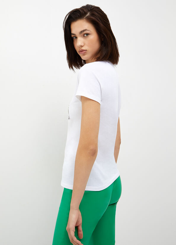 Tops Liu Jo Eco-Friendly With Logo Mujer Blancas | QRS-160583