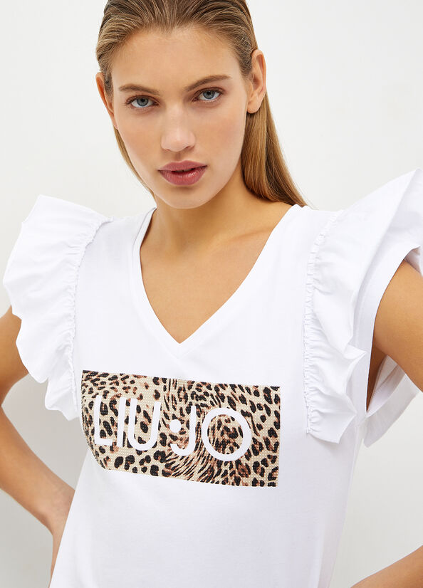 Tops Liu Jo Eco-Friendly With Logo Mujer Blancas | UNI-570418