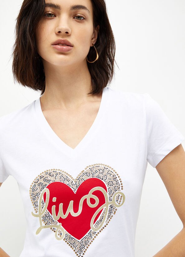 Tops Liu Jo With Heart And Logo Mujer Blancas | EQL-435092