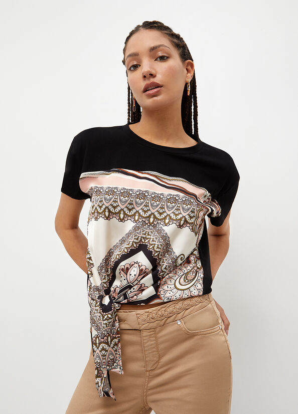 Tops Liu Jo With Scarf Print Mujer Negras | ITV-568397