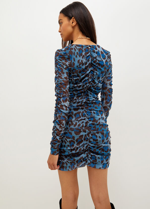 Vestido Liu Jo Animal-Print Cocktail In Tulle Mujer Azules | XFN-329714