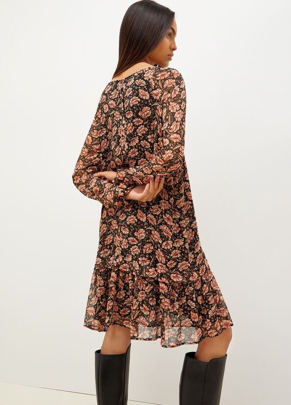 Vestido Liu Jo Eco-Friendly With Floral Print Mujer Negras | MIY-896327