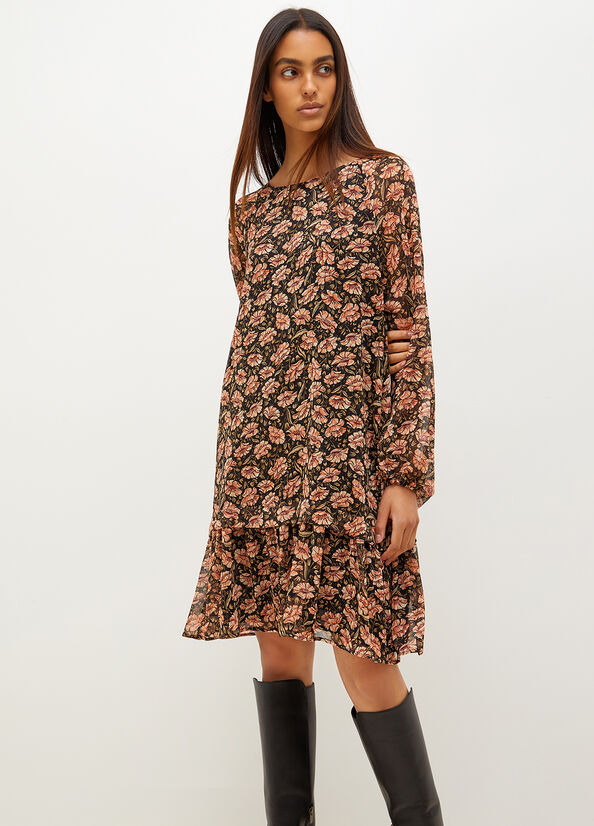 Vestido Liu Jo Eco-Friendly With Floral Print Mujer Negras | MIY-896327