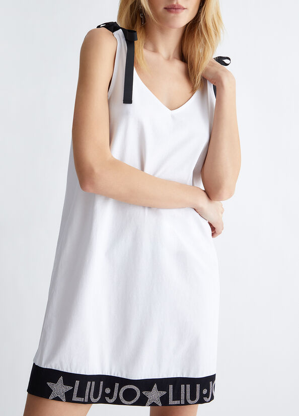 Vestido Liu Jo Eco-Friendly With Logo Mujer Blancas | BUD-195863