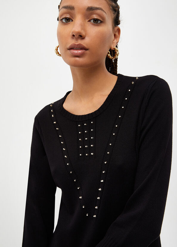 Vestido Liu Jo Eco-Friendly With Studs Mujer Negras | VHA-752319