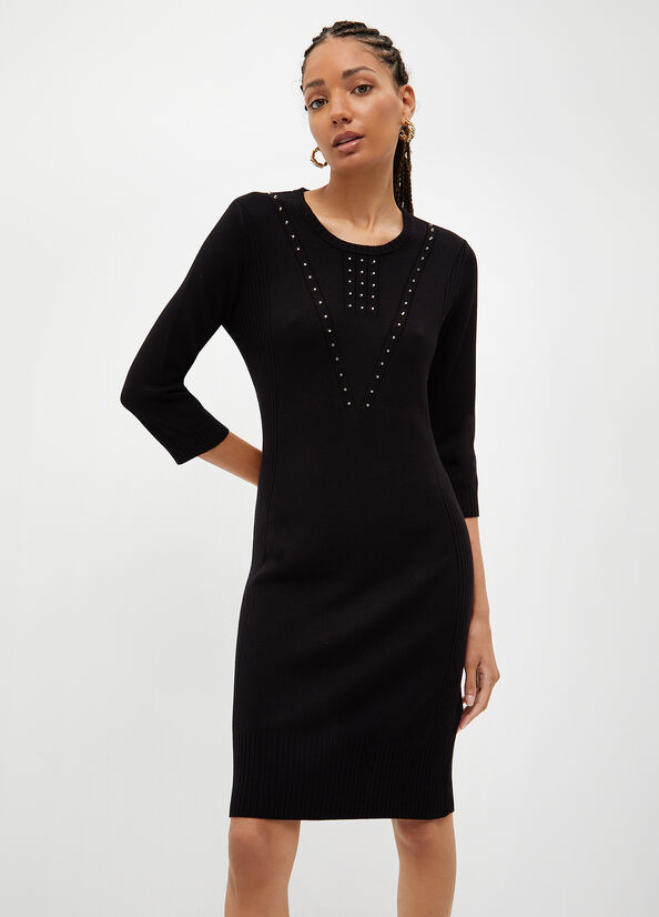 Vestido Liu Jo Eco-Friendly With Studs Mujer Negras | VHA-752319