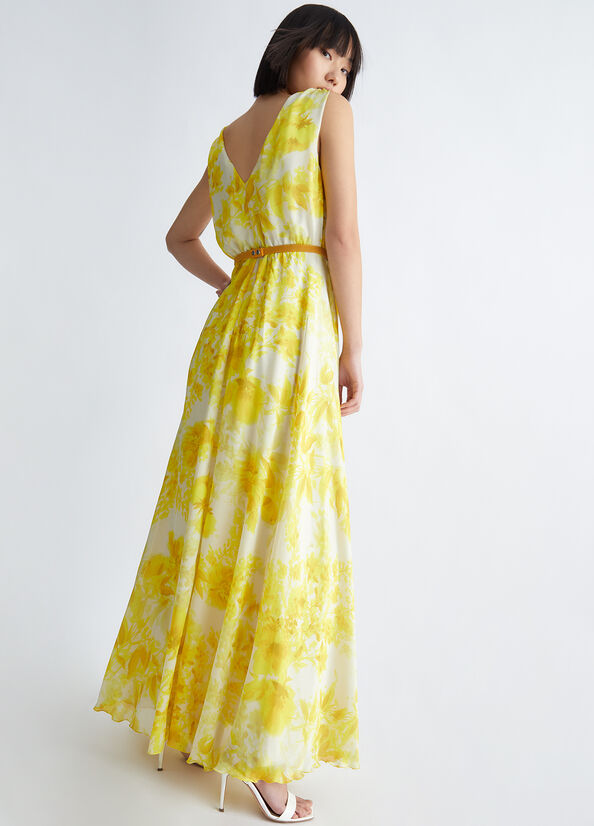 Vestido Liu Jo Floral Formal Mujer Amarillo | DOX-942013