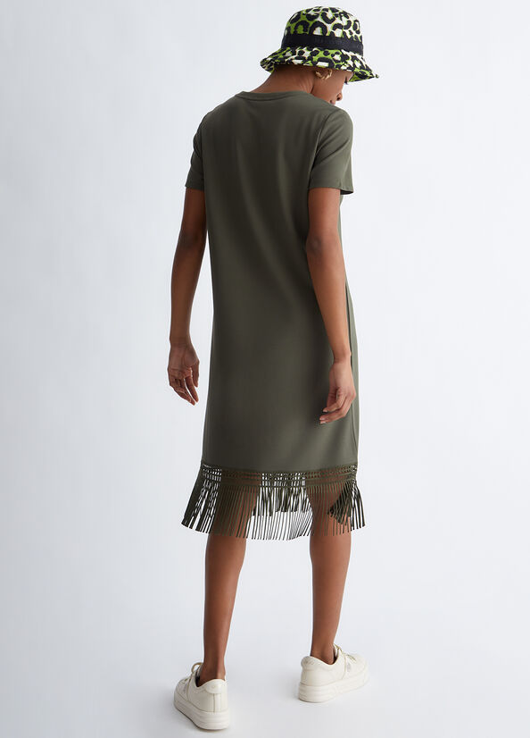 Vestido Liu Jo With Fringes Mujer Verde Oliva | SRV-493708