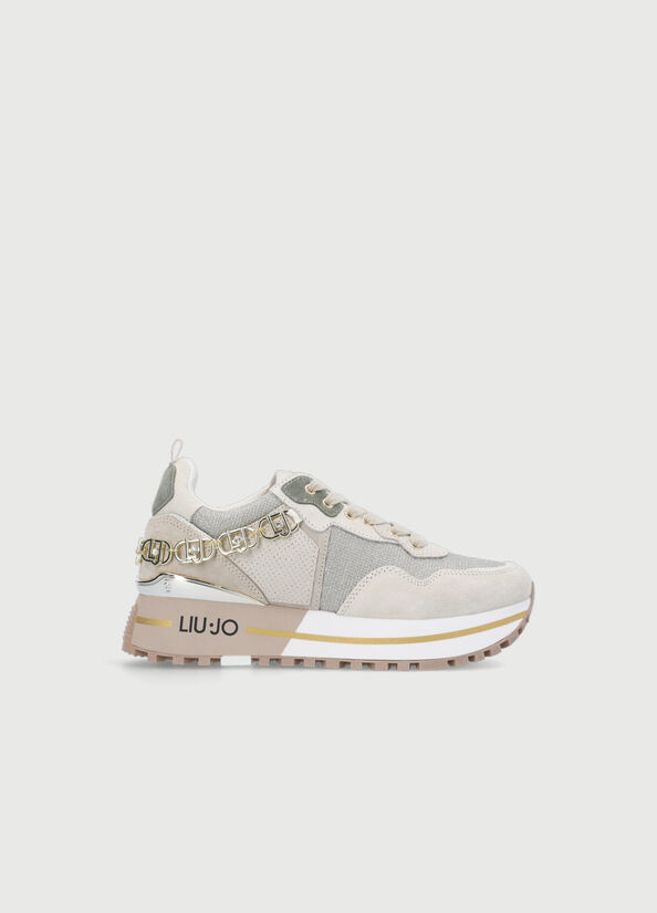 Zapatillas Liu Jo Cuero Plataforma Mujer Beige | PUF-734082