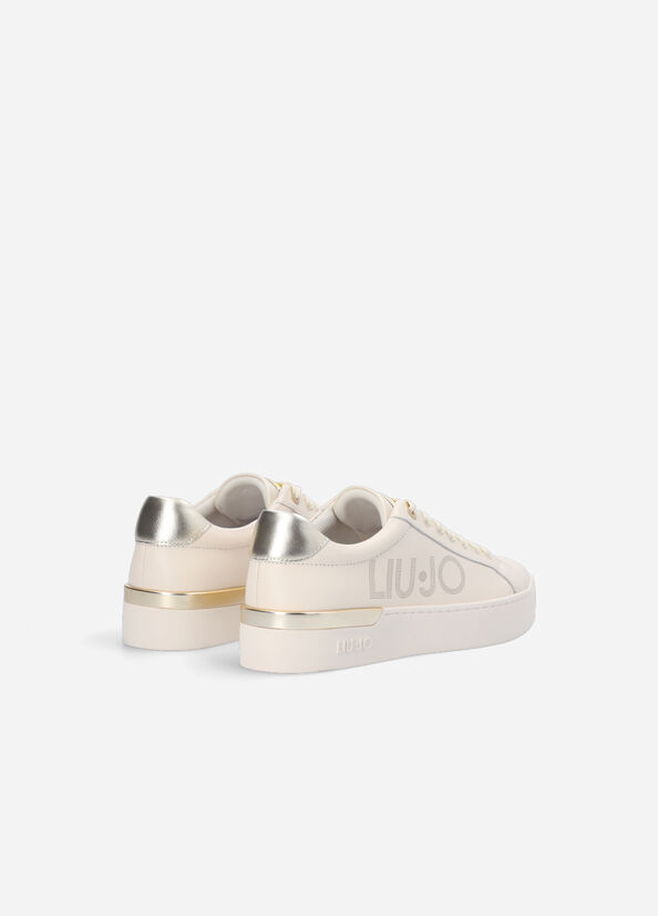 Zapatillas Liu Jo Cuero With Logo Mujer Beige | EXC-098372