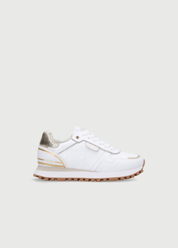 Zapatillas Liu Jo Cuero With Monogram Logo Mujer Blancas | KJW-681504