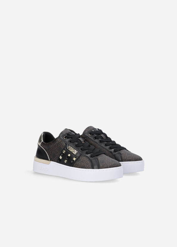 Zapatillas Liu Jo Monogram With Studs Mujer Marrones | LPE-453679