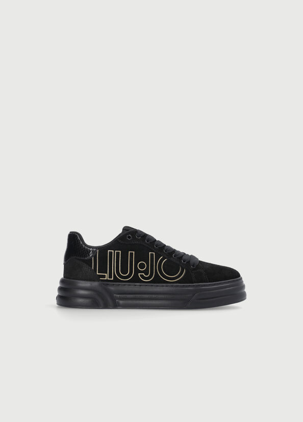 Zapatillas Liu Jo Plataforma With Maxi Logo Mujer Negras | IAE-461805