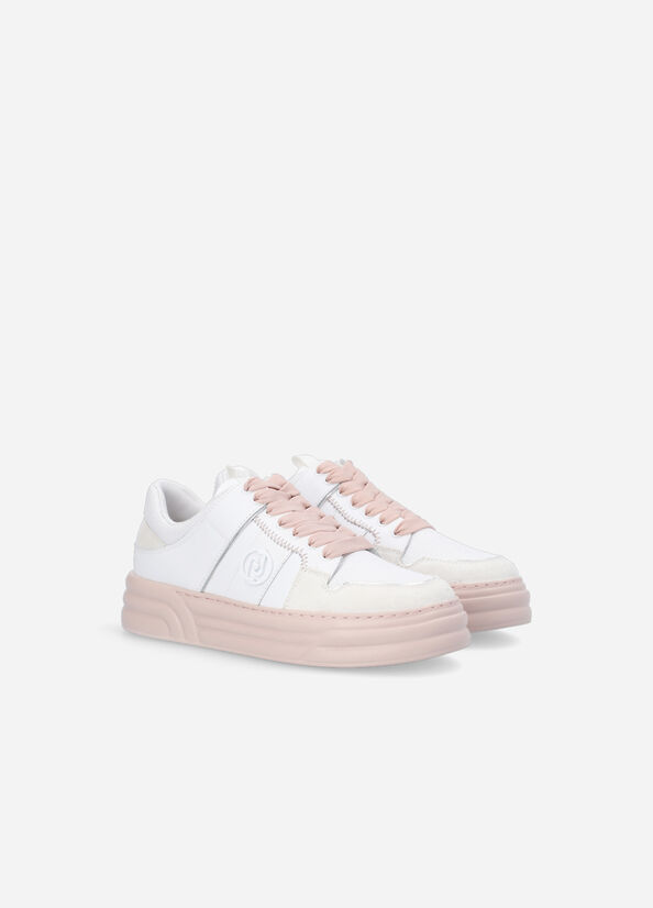 Zapatillas Liu Jo Plataforma With Two-Tone Sole Mujer Blancas Rosas | IJT-602314