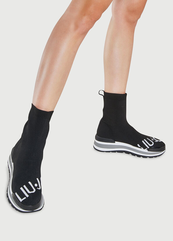 Zapatillas Liu Jo Sock With Logo Mujer Negras | JZK-159864