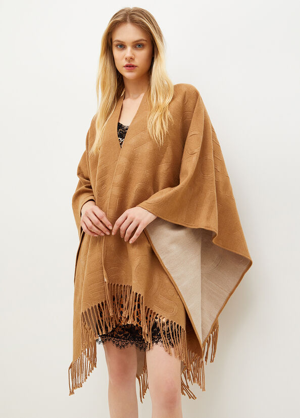 Abrigos Liu Jo Poncho With Logo Mujer Marrones | OPV-307214