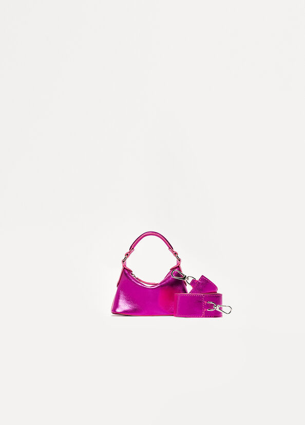 Bolsos Cruzados Liu Jo Laminated Cuero Micro Hobo Mujer Fucsia | PEI-645809